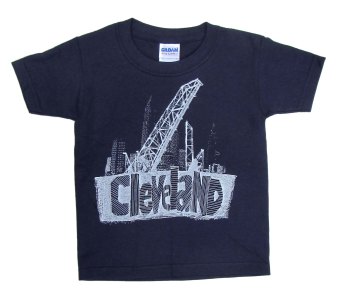 'Cleveland Bridges' in White on Navy ToddlerTee