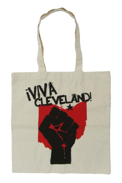 '!Viva Cleveland!' in Red and Black on Natural Tote
